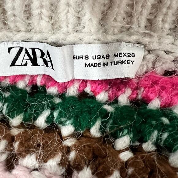 Zara Knit Bloggers Favorite Rainbow Stripe Button Up Lapel Cardigan Sweater Sz S - Picture 8 of 8